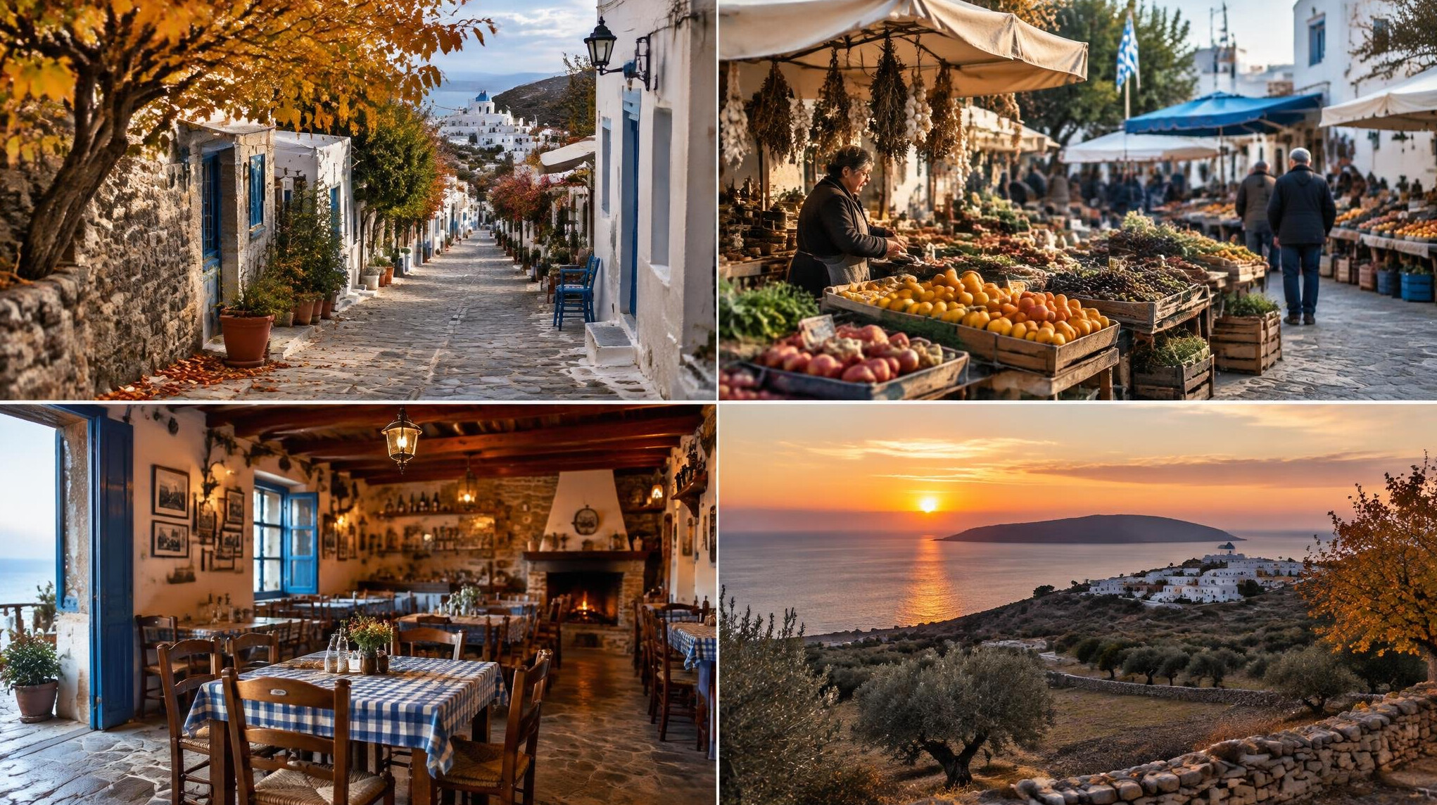 greek village street autumn