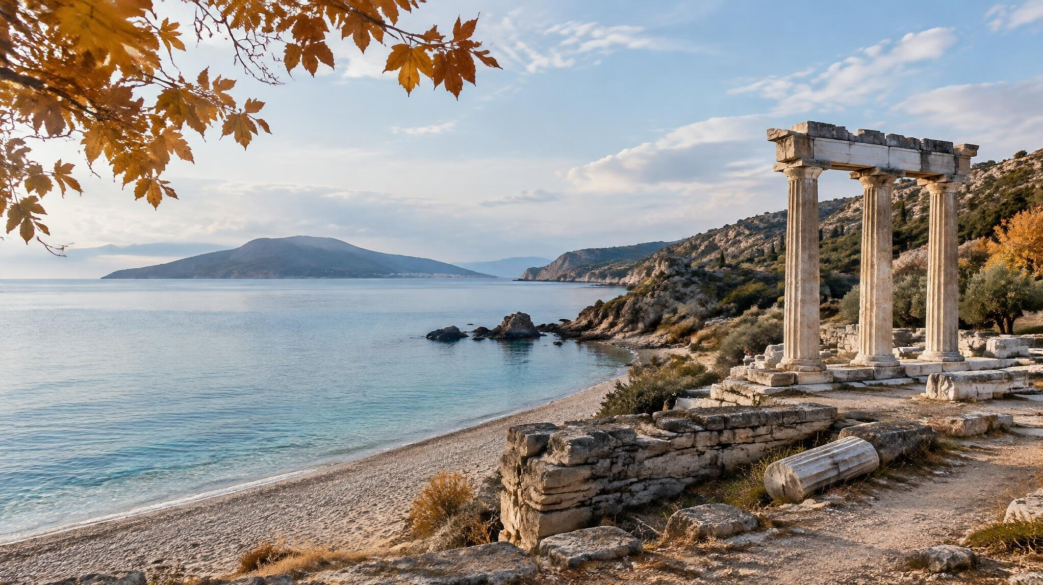 quiet greek beach off season