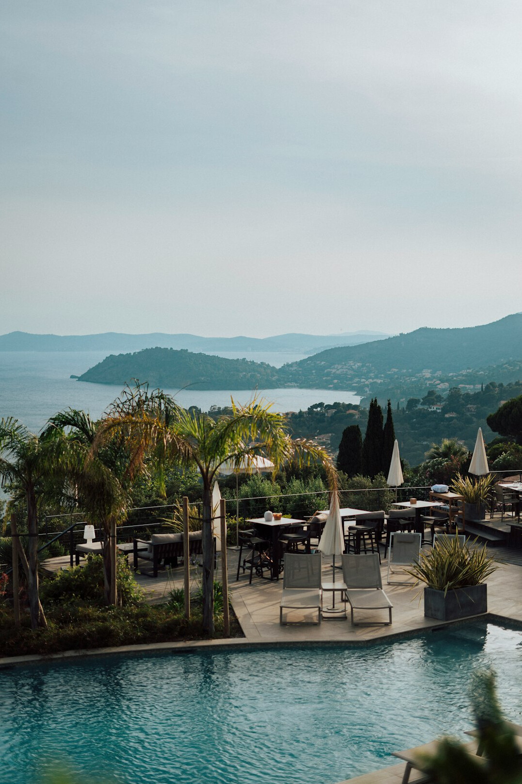 Luxury resort hotel with sea view and pool