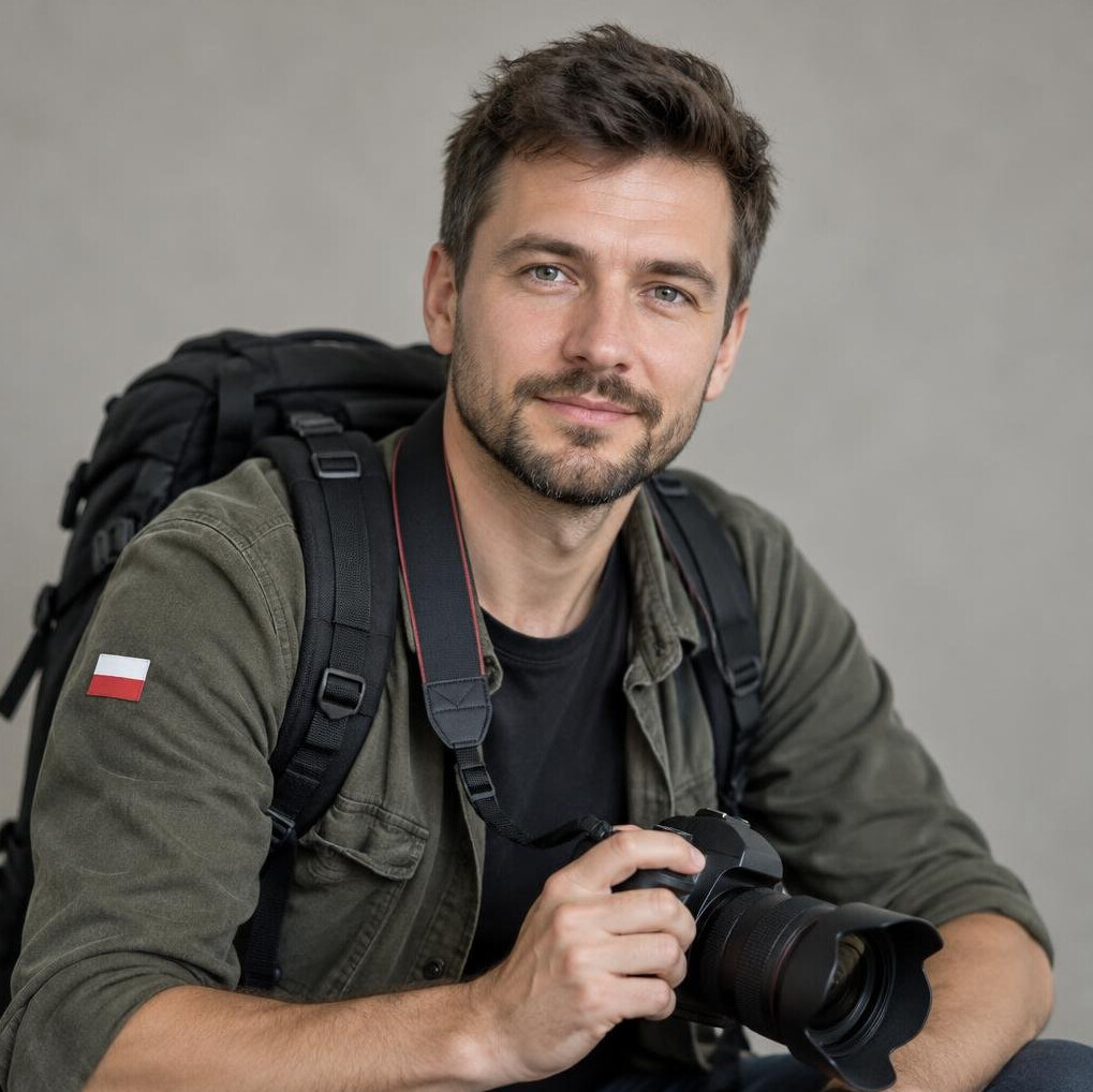 Portrait of a bearded man photographer