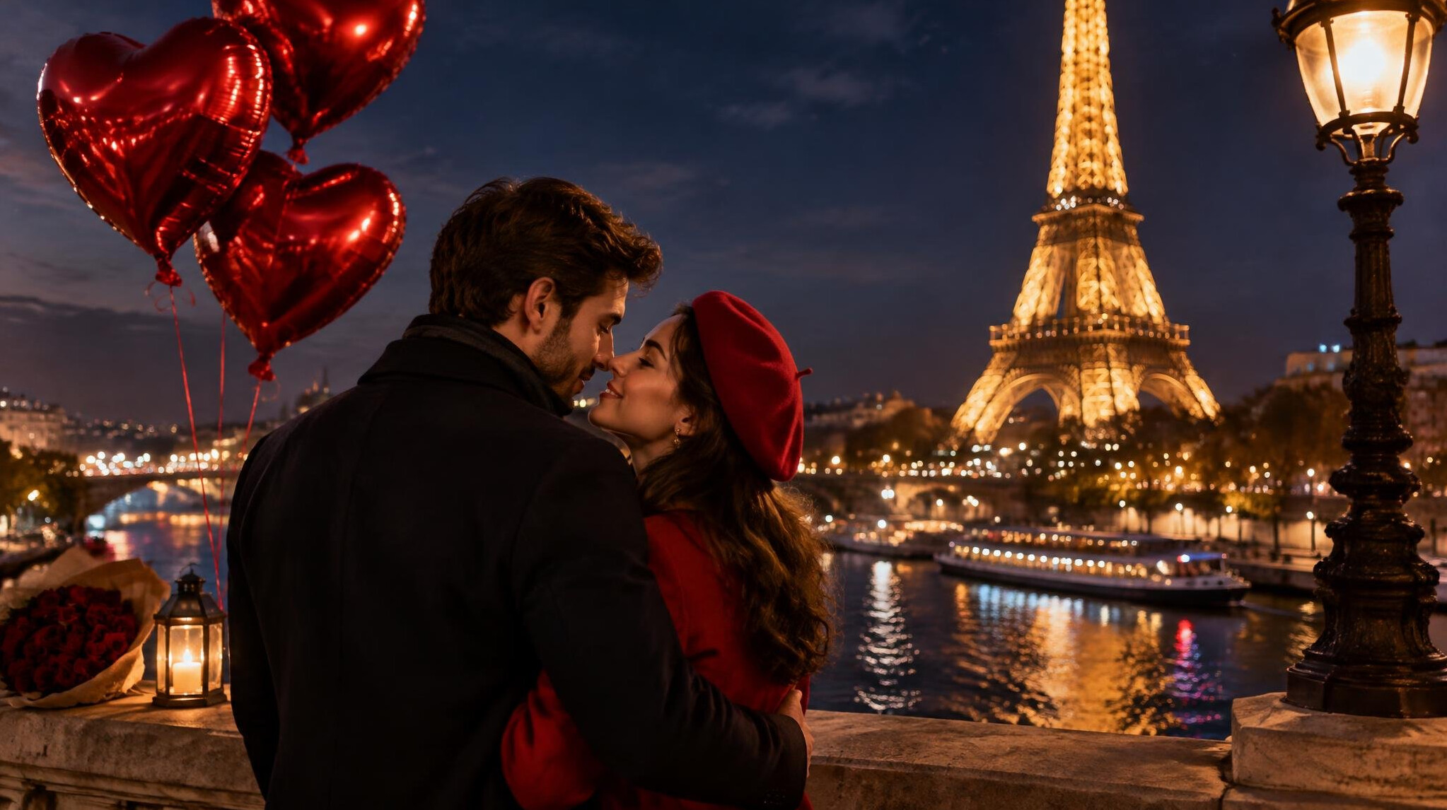 romantic couple in paris