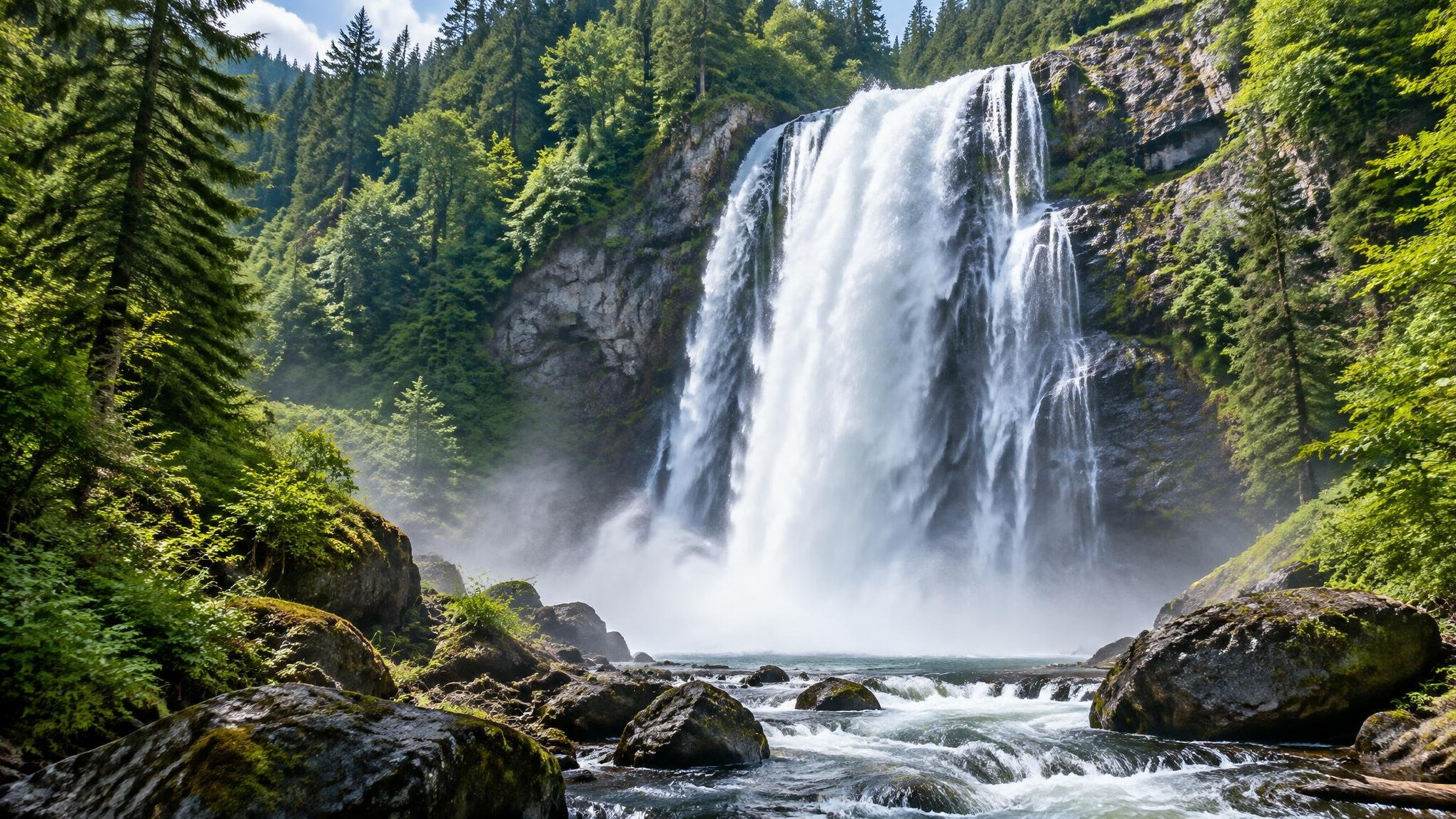 Waterfall in a lush green national park