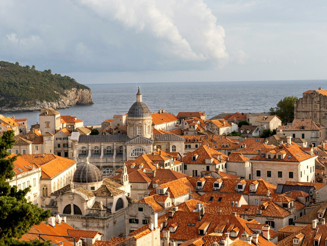 Dubrovnik old town with red roofs by the Adriatic sea